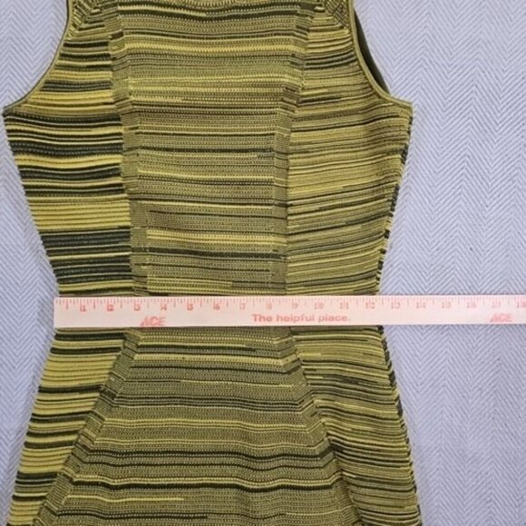 Rachel Roy Dress Size Med Olive & Forest Variegated Stretch Fit & Flare Bodycon - Picture 10 of 16